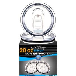 2 Yeti Lids 20/10 oz Spill Proof - No Leak Splash Proof Replacement Silicon Slider Locking Closure, 2 Lid for Tumbler, Fit Ozark, Open/Close 3 Inch Diameter by C&Berg Model 2021