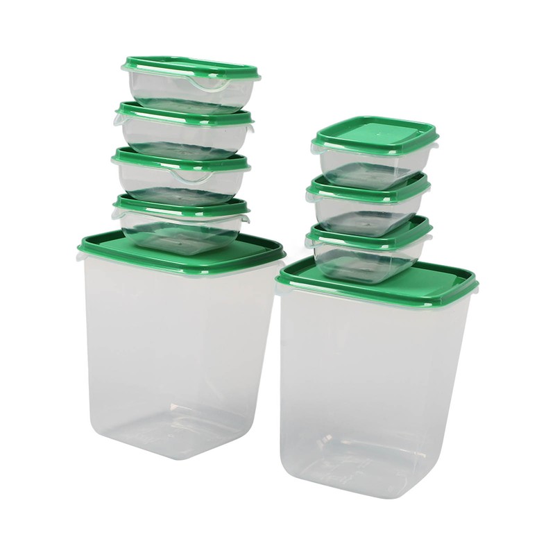 17PCS Food Container Green Fridge Bins Food Grade Plastic Leakage