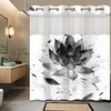 Lotus Hookless Shower Curtain with Snap in Liner, Black and