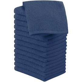 The Towels Haven Luxurious Wash Cloths for Showering - Thick, Soft, 100% Cotton Face Washcloths for Body & Bathroom - Premium Bath Towels, Hotel Quality, Ideal for Daily Skincare (Navy Blue, 12 Pack)