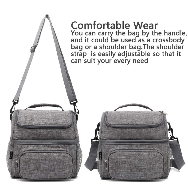 FlowFly Insulated Lunch Bag Adult Lunch Box Large Tote Double