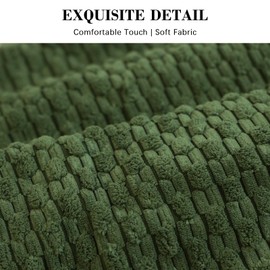 Lacette Pack of 2 Decorative Throw Pillow Covers, 18"x18" Soft Striped Corduroy Square Cushion Cover, Rustic Farmhouse Pillowcases Home Decor for Living Room Couch Bed Sofa(Dark Green)