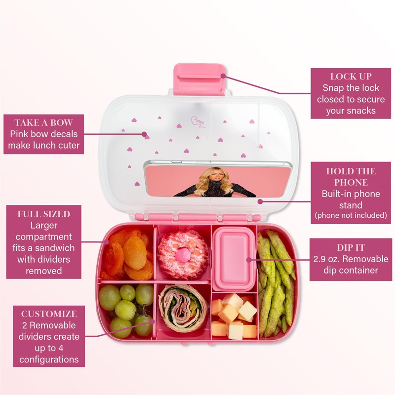 Paris Hilton 2-Pack Bento Style Snack Boxes, 7-Compartment Lunch Containers