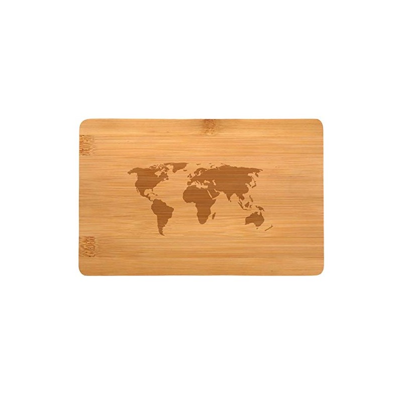 Samunshi® Wooden Board with Engraving World Map Bamboo Board Chopping