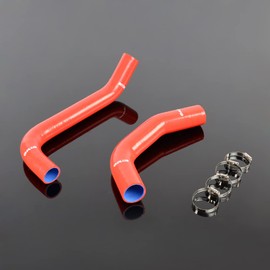 PIT66 Silicone Radiator Hose Kit,Compatible with 1965-1966 Pontiac GTO/Tempest/Lemans 5.3L Red with Clamps