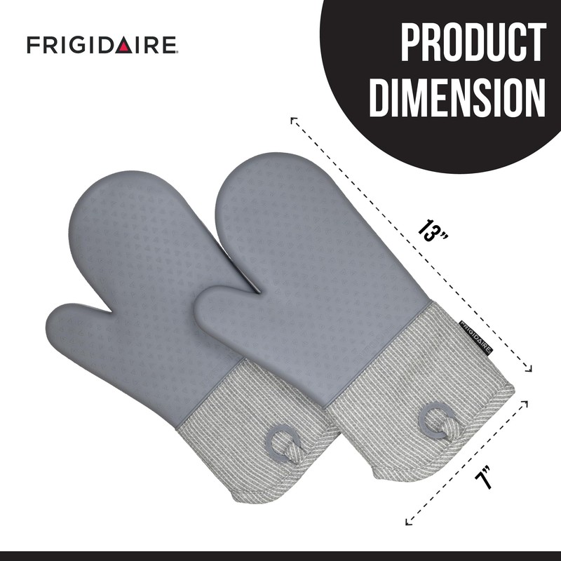 Frigidaire Layla Cotton and Silicone Oven Mitts, Heat Resistant, Anti-Slip,