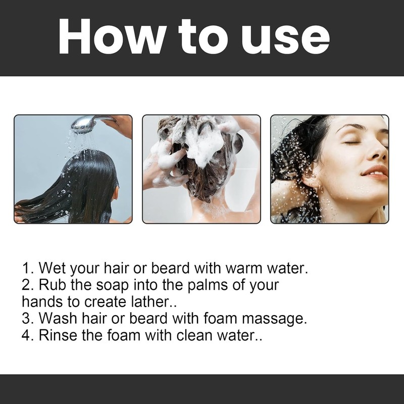 Bluemega Jabón Negro Para Cabello- Cuidado Capilar, Reduce las canas