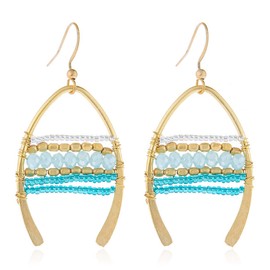 arete bohemios con abalorio – Gota redonda ligera de vidrio brillante, varios colores arcoíris, Metal, No es una piedra preciosa