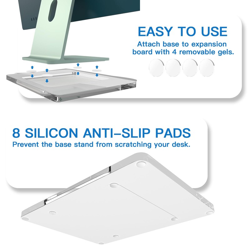 CaSZLUTION Acrylic Stand Base Widener for 24-inch iMac 2021-2024 M1/M3/M4
