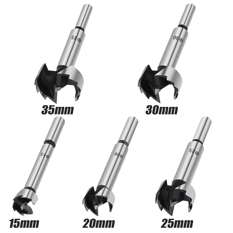 Vearter 5 Piece Forstner Drill Bit Set, 15/20/25/30/35 mm Hole
