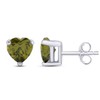 Heart Shape Simulated Green Peridot Stud Earrings In 14K White