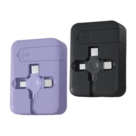 Gartmost 2 Pcs 3 in 1 USB Fast Charging Cable, Multi Charging Cable, Phone Charger Retractable, Compatible USB C(Type-C)/Micro USB/IP, Compatible with Phone, Android, Tablets (Black&Purple)