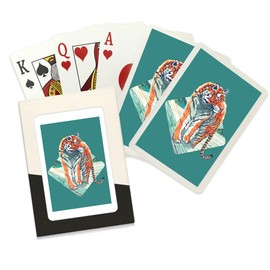 Graphic Pastel, Tiger, Contour (52 Playing Cards, Poker Size Card Deck with Jokers)