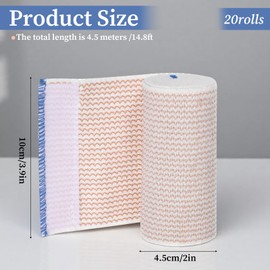 20 Pack Elastic Bandage Wrap, 4 Inch Athletic Stretchable Compression Bandage with Self Closure on Both Ends for Wrists, Legs, Elbow, Knee, Shoulders Wraps