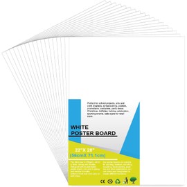 18 Pcs 22" x 28" Poster Board Paper White Bulk, ROOKEA 250 GSM Vision Poster Boards for School Arts Craft Projects Presentations Drawing Scrapbooking Blank Graphic Display