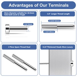 Gyykzz 24 Pack Invisible Cable Railing Kit, Marine Grade T316 Swage Tensioner and Terminal Hidden for Cable Railing, 1/8" Cable Railing Hardware with Spare Thread Stud for Wood/Level/Stair Post