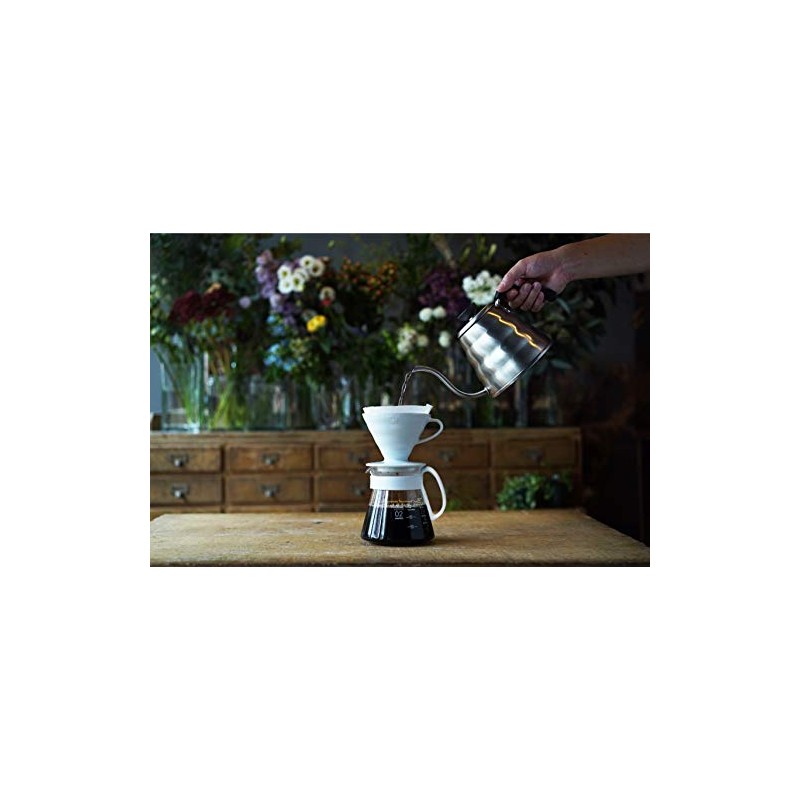 Hario V60 Ceramic Pour Over Coffee Set, Size 02, White