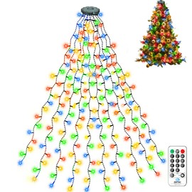 Litogo Christmas Tree Lights Indoor with Remote, 400LED 2M Waterfall Xmas Tree Lights Waterproof, 8 Modes/Timer/Dimmable Cascading Twinkle Christmas Fairy String Lights Multicolor for Outdoor Decor