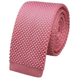 Rosiika Mens Knitted Blush Pink Ties Skinny Modern Basic Designed Groomsmen Wedding Party Knit Neckties