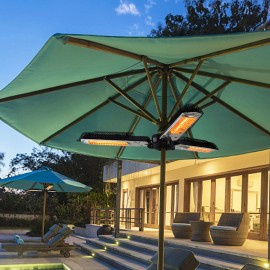 D0100HPPTRW Electric Patio Heater Umbrella 1500W Foldable Aluminum Outdoor Pergola Use Modern Bar StyleMaterial: Aluminum Construction, Color: Black Color