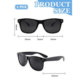 JUKOTA Pack of 4 Eye Trainer Hole Glasses, Comfortable Hole Glasses, Black Grid Glasses, Pinhole Glasses, Multidot Glasses, Grid Glasses with Foldable Temples for Eye Training