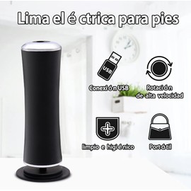 Lima Eléctrica para Pies con 60 Discos de Papel de Lija de Repuesto, Negro