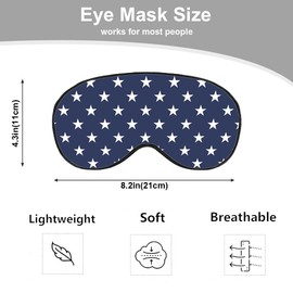 NOHSHE Blue White Stars Silk Eye Mask Sleep Mask Classic Simple Eye Mask with Adjustable Strap Lightweight for Women Work Travel Night Sleep