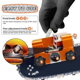 Chainsaw Sharpener Jig Kit, Portable Universal Chain Saw Sharpener Tool with 5 PCS High Hardness Burrs, Manual Hand Crank Chainsaw Sharpener, Chainsaw Blade Sharpening Attachment for 6"-22" Chain Saws