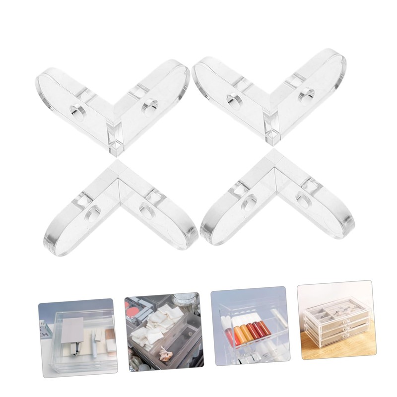 OUNONA 15 Pcs Acrylic Transparent Corner Brackets L-Shaped Fixing Buckle