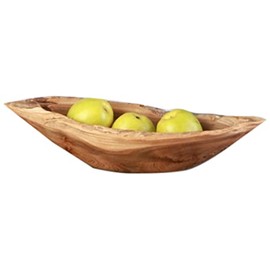 wohnfreuden Teak Wood Bowl, Brown, Oval, 30 cm, Wooden Fruit Bowl, Polished Wooden Bowl, Decorative