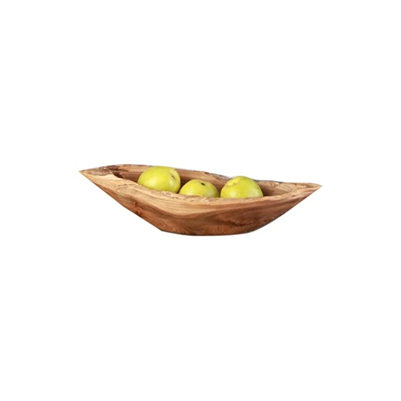 wohnfreuden Teak Wood Bowl, Brown, Oval, 30 cm, Wooden Fruit