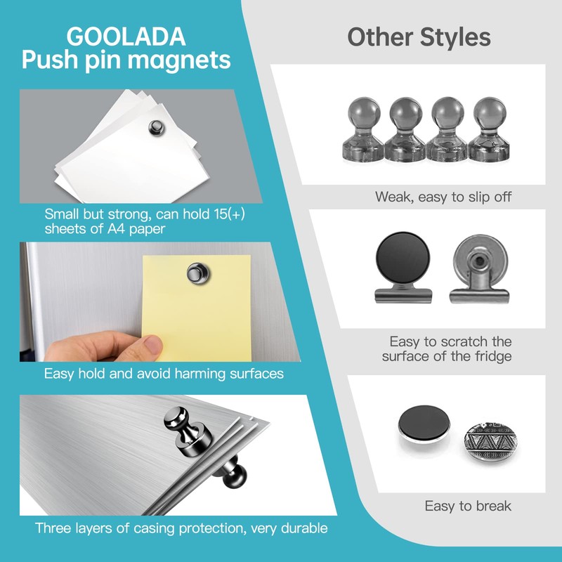 Pack of 24 Refrigerator Magnets for Adults Black Fridge Magnets