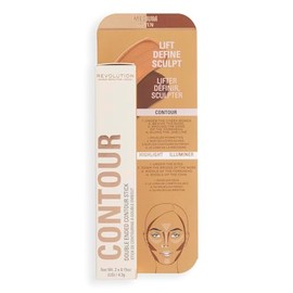 Revolution Beauty London, Barra de contorno de base rápida, doble extremo, esculpe y define la cara, ligera, mezclable, mediano, 2 x 0.15 onzas