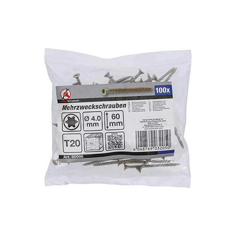 BGS Diy 80996 | Multi-Purpose Screws | T-Star (for Torx)