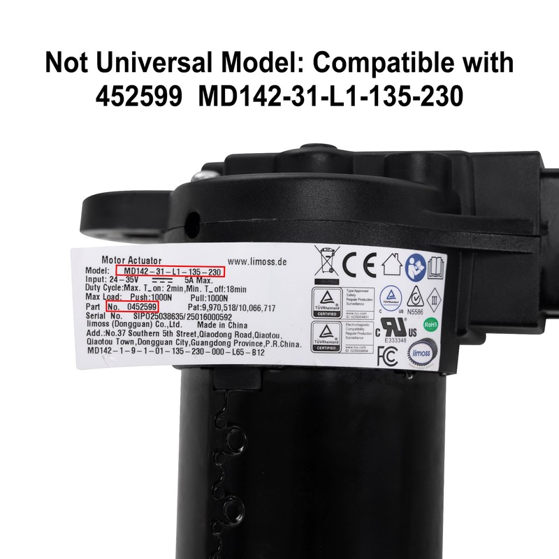 Fromann Power Recliner Motor Limoss 452599 Kits Model MD142-31-L1-135-230 Actuator