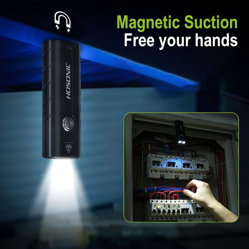 HOSONIC D12 Rechargeable EDC Flashlight, Small Flat Flashlights Powerful with