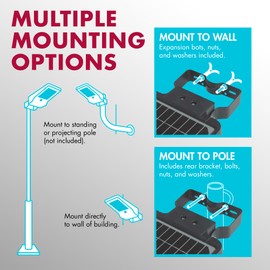 Wagan EL8588 1000 Lumen Integrated Solar Street Lamp Security Flood Light Motion Sensor Waterproof Weatherproof Dusk to Dawn Solar LED Light Lamp for Outdoor Garden Yard Path Parking Lot (4 Pack)