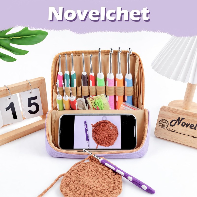 Novelchet - Ganchos de ganchillo, juego de ganchillo de 13