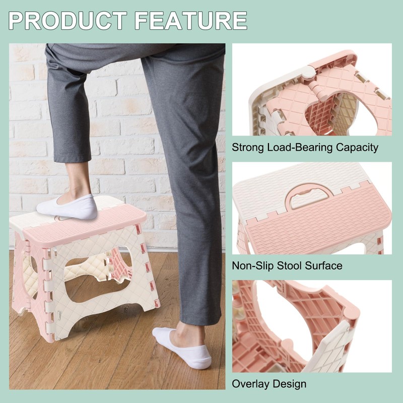 uxcell 8" Folding Step Stool for Adults 165 lbs Capacity