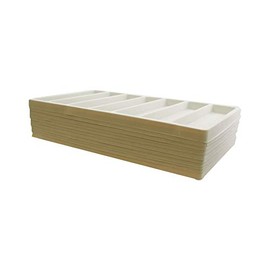 N'icePackaging 6 Qty Ivory-Tusk White 7 Slot Flocked Storage Tray Inserts - for Merchandise Jewelry & Organization