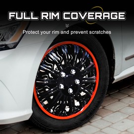 Akcsport Premium Hubcaps Wheel Covers for Toyota Nissan Kia Volkswagon 15 inch to 17 inch (Black JDM, 16 inch)