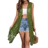 WESURE Sheer Cardigan Crochet Sleeveless Cover Up Mesh Patchwork Hippie