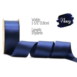 LASOIE Satin Ribbon for Flower Bouquet Gift Wrapping for Crafts Bows for Girls Hair Presents Bookmarks Birthday Party Decorations Wedding Invitations Decorative for Craft Navy 38mm 1 1/2 Inches