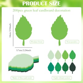 200Pcs Green Leaf Cardboard Decoration in Eight Colors, Bright Colors Leaf Stickers Spring Summer Bulletin Board Tree, DIY Crafts Suitable for Classroom Decoration