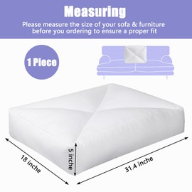 HOMBYS Shredded Foam Couch Back Cushions Replacement, Stuffing Fill Removable Sofa Back Waist Cushions, Lumbar Support Pillow 1 Pack, Supportive & Durable(31.4"x18"x5")