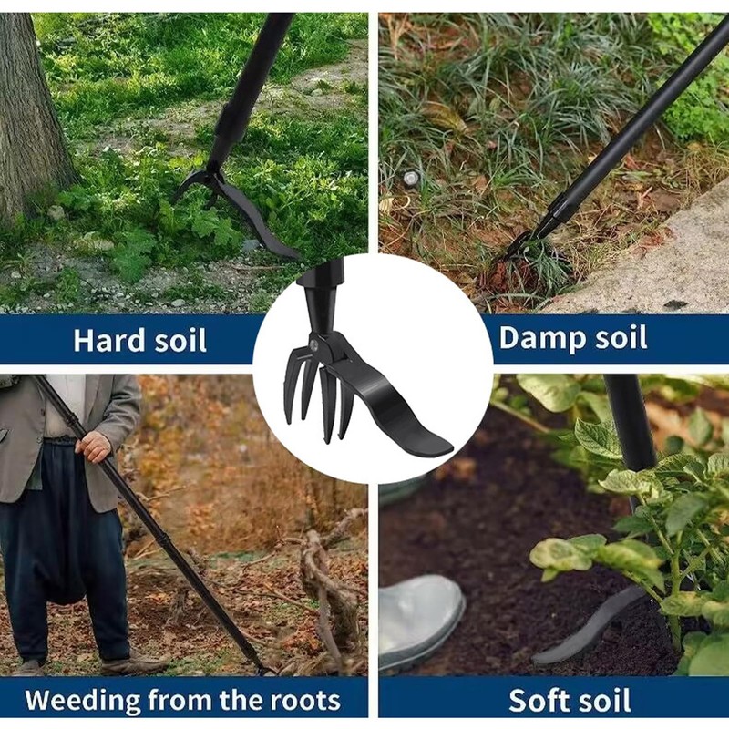Stand Up Weed Puller Tool, 4 Claw Stand Up Weeder