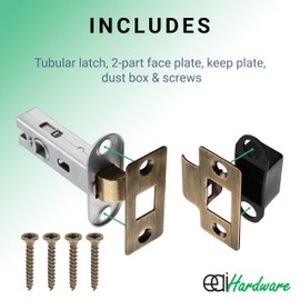 EAI Brass Tubular Door Latch for Internal Doors - 3 Inch / 76mm - Pack of 4 Antique Brass Tubular Mortice Latches