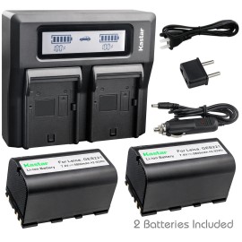 Kastar GEB221 Battery or Dual LCD Charger for Leica 724117 733269 733270 T733270 772806 - 1 Charger + 2 Batteries
