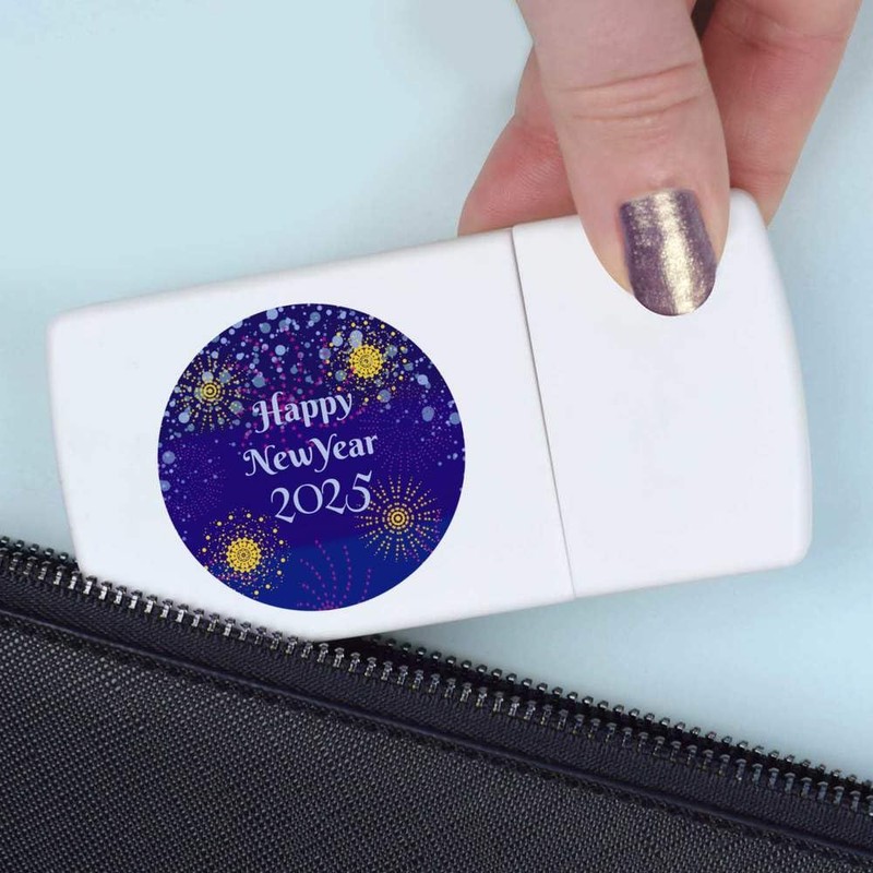 'Happy New Year Fireworks' Pill Box with Tablet Splitter (PI00032510)