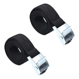 MroMax 0.98" Width x 3.28ft Length Lashing Straps Polypropylene Cam Buckle Lashing Straps 250Kg Load Cargo Tie Down Strap 25mm x 1M for Moving Cargo Black Tone 2Pcs
